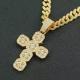 13mm Width Football Pendant Necklace,Full Diamond Cross Pendant Necklace, 3D Diamond Gold Zinc Alloy Stainless Steel Religious Zircon