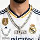 13mm Width Football Pendant Necklace,Full Diamond King Fashion Pendant Necklace, 3D Diamond Gold Zinc Alloy Stainless Steel Religious Zircon