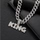 13mm Width Football Pendant Necklace,Full Diamond King Fashion Pendant Necklace, 3D Diamond Gold Zinc Alloy Stainless Steel Religious Zircon