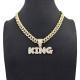 13mm Width Football Pendant Necklace,Full Diamond King Fashion Pendant Necklace, 3D Diamond Gold Zinc Alloy Stainless Steel Religious Zircon