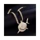 13mm Width Football Pendant Necklace,rhinestone Gold-plated Shark Pendant Necklace, 3D Diamond Gold Zinc Alloy Stainless Steel Religious Zircon