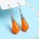 Ethnic-style Tangerine-red Drop Earrings Long Style