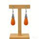 Ethnic-style Tangerine-red Drop Earrings Long Style