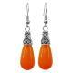 Ethnic-style Tangerine-red Drop Earrings Long Style