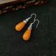 Ethnic-style Tangerine-red Drop Earrings Long Style