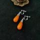 Ethnic-style Tangerine-red Drop Earrings Long Style