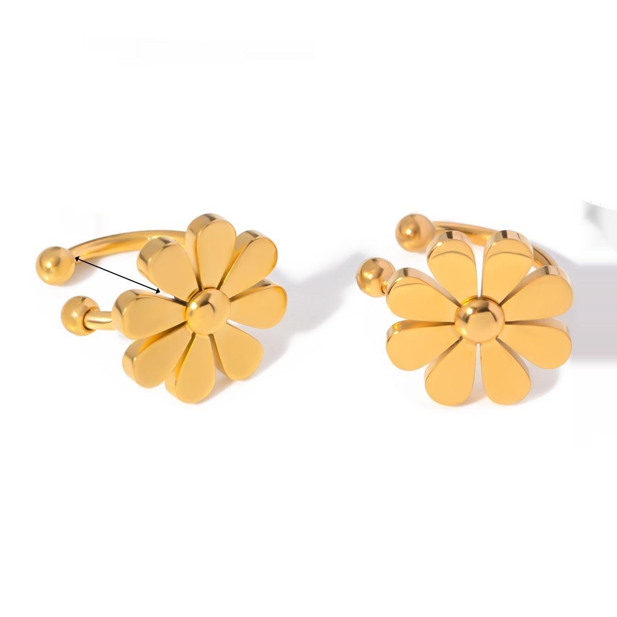 INS-style Summer 18k Gold Stainless Steel Eight-petal Earrings