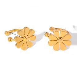 INS-style Summer 18k Gold Stainless Steel Eight-petal Earrings