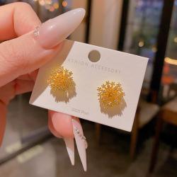 Gold-plated Micro-pave Cubic Zirconia Fireworks Stud Earrings