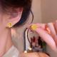 Gold-plated Micro-pave Cubic Zirconia Fireworks Stud Earrings