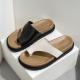 Womens Outdoor Flat-soled Genuine Leather Thong Sandals