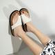 Womens Outdoor Flat-soled Genuine Leather Thong Sandals