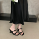 2026 Summer French Double Bow Open-toe Elegant Wedge Heel Womens Outdoor Slippers