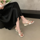 2026 Summer French Double Bow Open-toe Elegant Wedge Heel Womens Outdoor Slippers