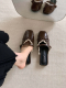 Vintage French Square Toe Block Heel Low-cut Slides, 2026 New Summer Heightening Soft Sole One-strap Slippers For Dresses