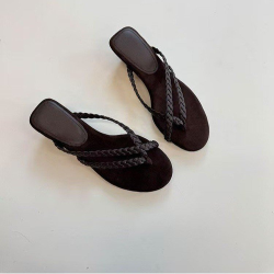 French Resort Style Woven One-strap Slide Sandals, 2026 Summer Flat Toe Clip Flip Flops, Vintage Womens Flip Flops