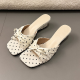 2026 New French Retro Satin Bow Wedge Heel Outdoor One-strap Slippers