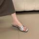 French Style Exquisite Pleated Sandals For Womens Summer Design, With A Gentle One Line Drag And Sloping Heel Sandals