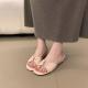 French Style Exquisite Pleated Sandals For Womens Summer Design, With A Gentle One Line Drag And Sloping Heel Sandals