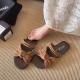 Flat Bottomed Slippers For Womens Summer, New Bow Tie, One Line Drag, Fashionable And Versatile, Soft Bottom, Comfortable Beach Slippers For Outdoor Wear