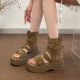 Retro Thick Soled Roman Cool Boots For Womens New Fashion Set, Toe High Top Sandals, Height Boosting Zipper Short Boots