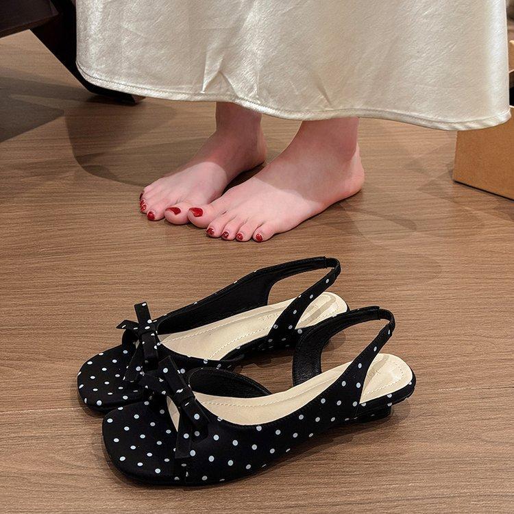 Summer New Style Open Toed Bow, Slope And Straight Drag, Gentle Wave Point Vacation, Comfortable Cool Slippers For Women