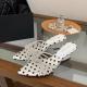 Womens Sparkly Polka Dot Wedge Sandals, Pointed Toe Rhinestone Mules