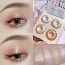 Four-color Baked Highlighter Palette With Shimmering Eyeshadow