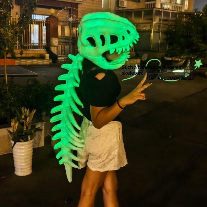 Halloween Glowing Dinosaur Skeleton Mask Childrens Plush Toy