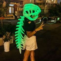 Halloween Glowing Dinosaur Skeleton Mask Childrens Plush Toy