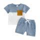 Summer BabyToddler Top Solid-Colored Shorts Two-Piece Set