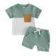 Summer BabyToddler Top Solid-Colored Shorts Two-Piece Set