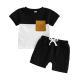 Summer BabyToddler Top Solid-Colored Shorts Two-Piece Set