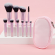 Short handle makeup brush set-with storage bag-black-fiber hair + plastic handle-10 pieces set-1 set - Option1