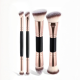 Double-headed makeup brush-black handle-three-color hair-4 pieces - Option1
