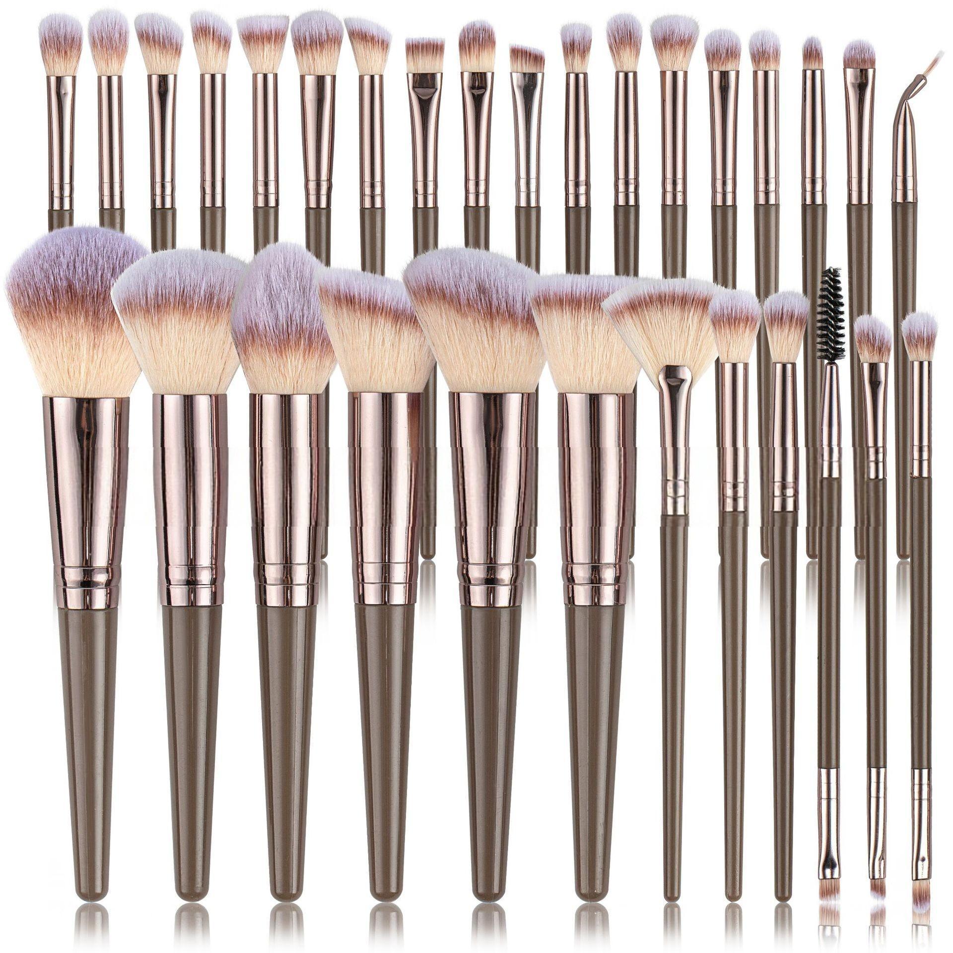 Makeup brush set-coffee color-fiber wool + plastic handle-30-piece set-1 set - Option1