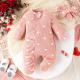 Heart-print Footed Zip-up Onesie Headband Set