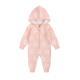 Baby Thickened Knitted Floral Zip-Up Hooded Onesie