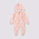 Baby Thickened Knitted Floral Zip-Up Hooded Onesie