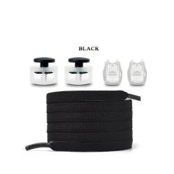 1 Set Of Plastic Shoe Buckles, Comfortable And Fast, Suitable For Children With Lockable Sports Shoes, Sports Shoelaces, Braided Elastic Shoelaces Black Laces