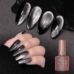 Extremely Black Spar Cats Eye Flashing Dark Fairy Style Nail Polish