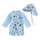 Hat One-piece Long Sleeves Childrens Swimsuit