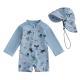 Hat One-piece Long Sleeves Childrens Swimsuit