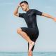 Mens Quick Drying Short Sleeved One-piece Swimsuit