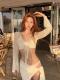 Long-sleeved Knitted Swimsuit Sexy Pure Desire Style Small Chest Push Up Holiday