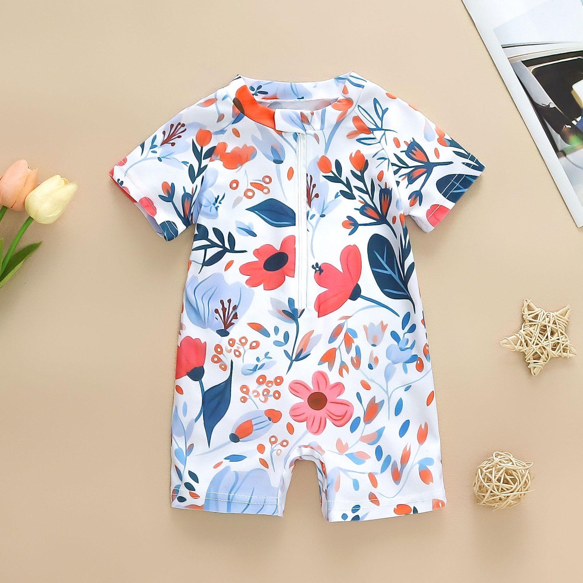Girls Flower Full Printed One-piece Swimsuit Baby