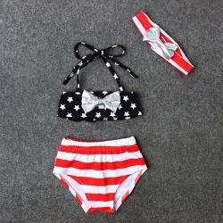 Girls XINGX Bowknot Three-piece Swimsuit