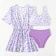 Three Piece Split Swimsuit Cover Print