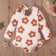 Girls Pattern Graphic Print Crew Neck Open Back Swimsuit