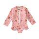 Girls Flower Bikini Zipper Romper Swimsuit